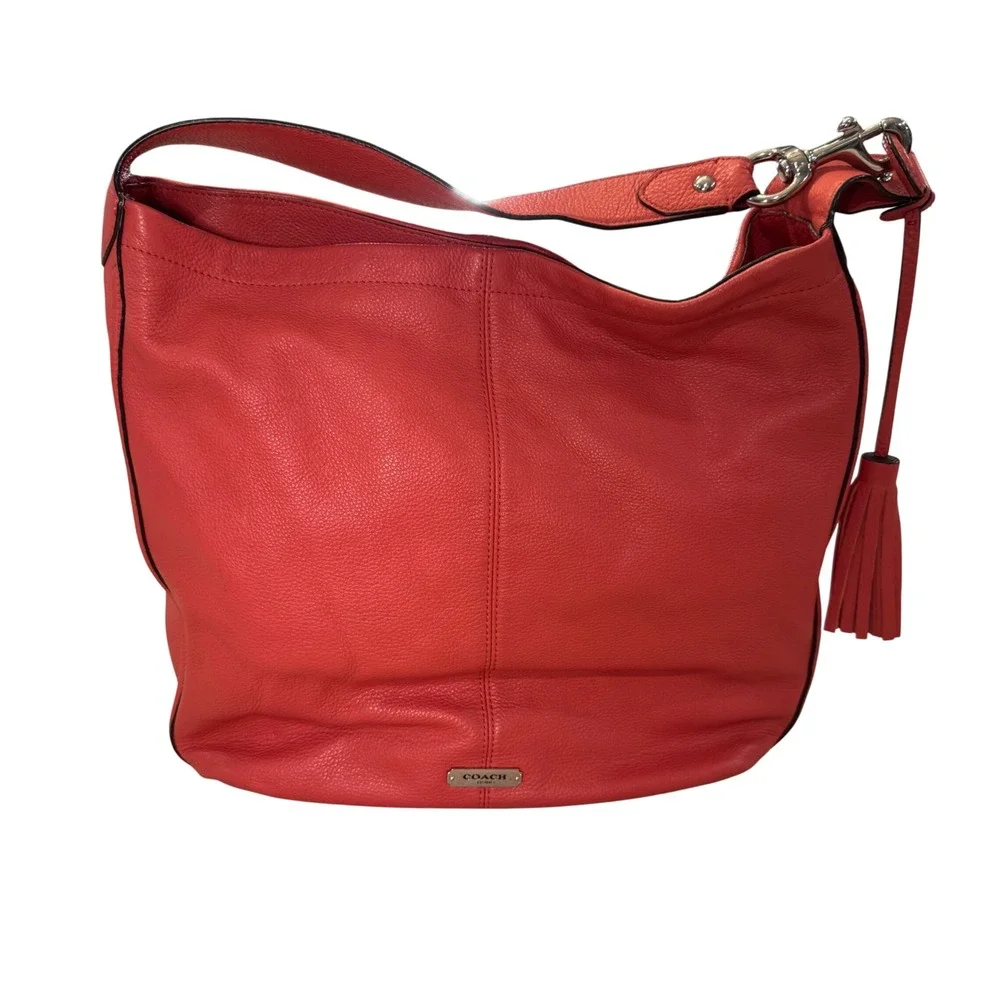 COACH New York F23309 Avery Pebble Grain Coral Leather Large Hobo